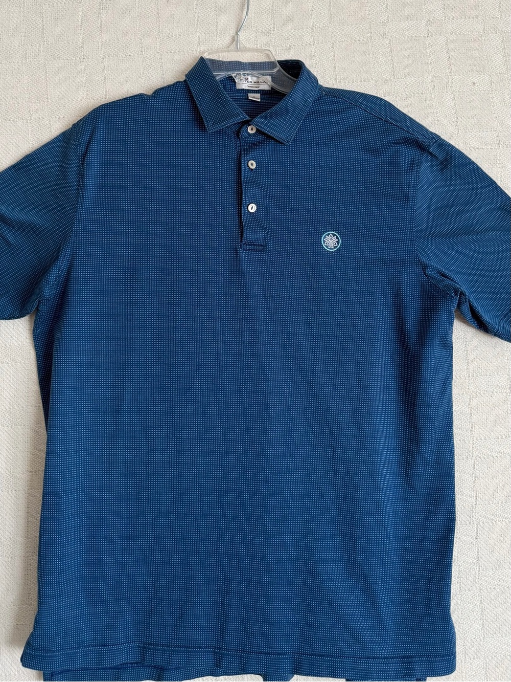 Peter Millar Crown Ease Crafted Polo Large Blue Dot Pattern Cotton Golf Perform